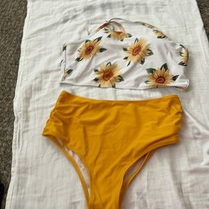Sunflower high waisted halter top bikini